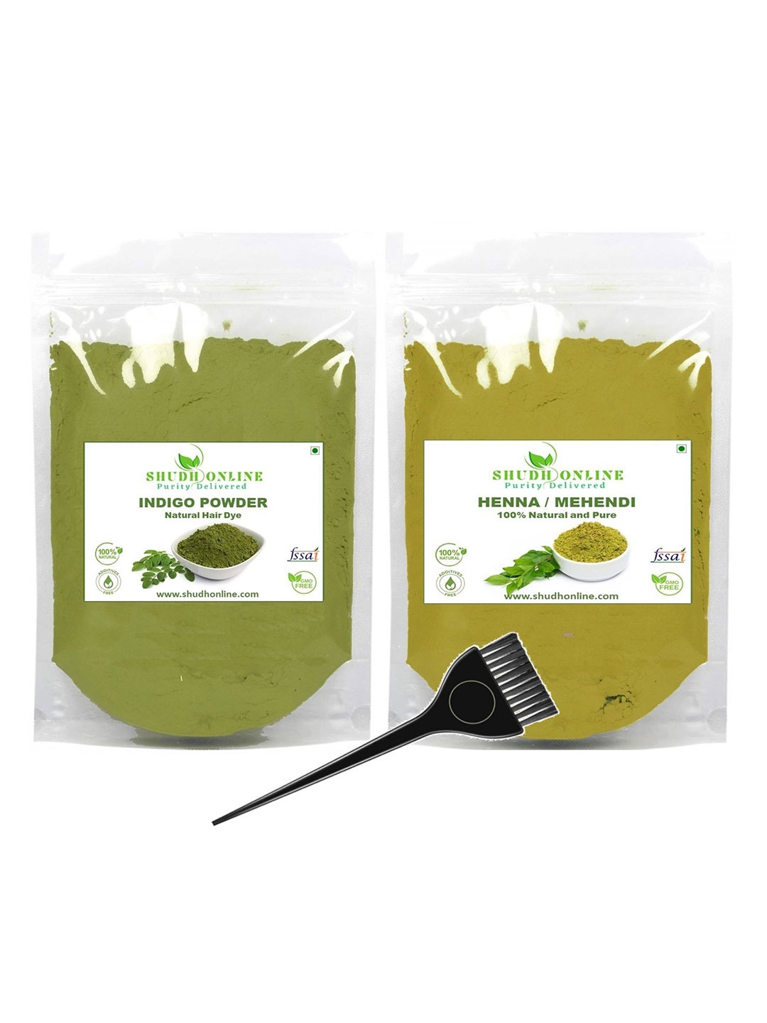 

Shudh Online Set Of 2 Organic Indigo & Henna Powder Hair Color For Grey Coverage-100g Each, Green