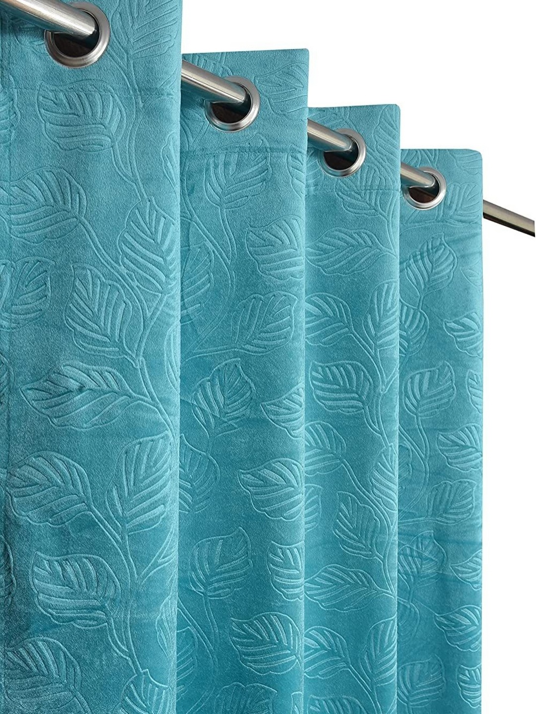 

AaHo Decor Pack of 2 Velvet Emboss Extra Door Curtains 10 Feet, Blue