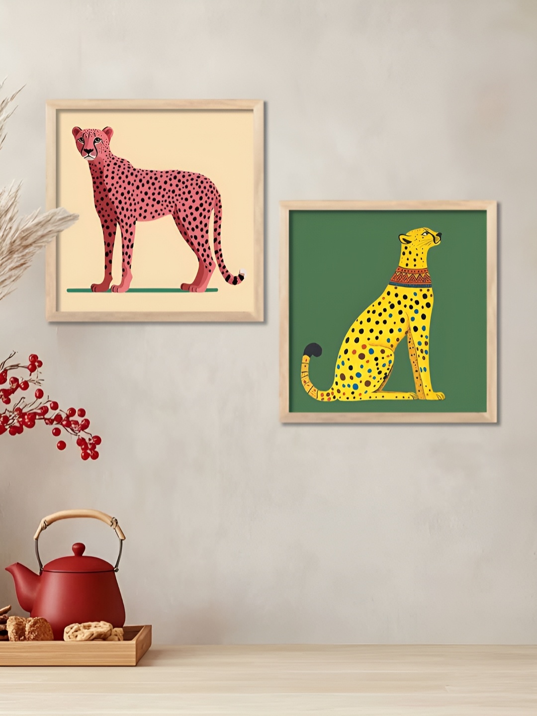 

Kotart Brown & Yellow 2 Pieces Wooden Animals Wall Paintings