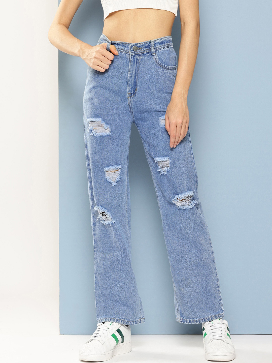 

CORSICA Women Highly Distressed Jeans, Blue