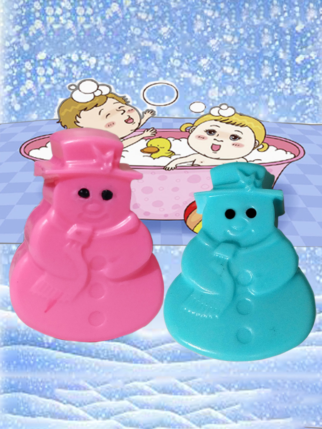 

The Bath Stories Set Of 2 Kids Snow Man Shape Bath Soap - 50 g Each, Pink