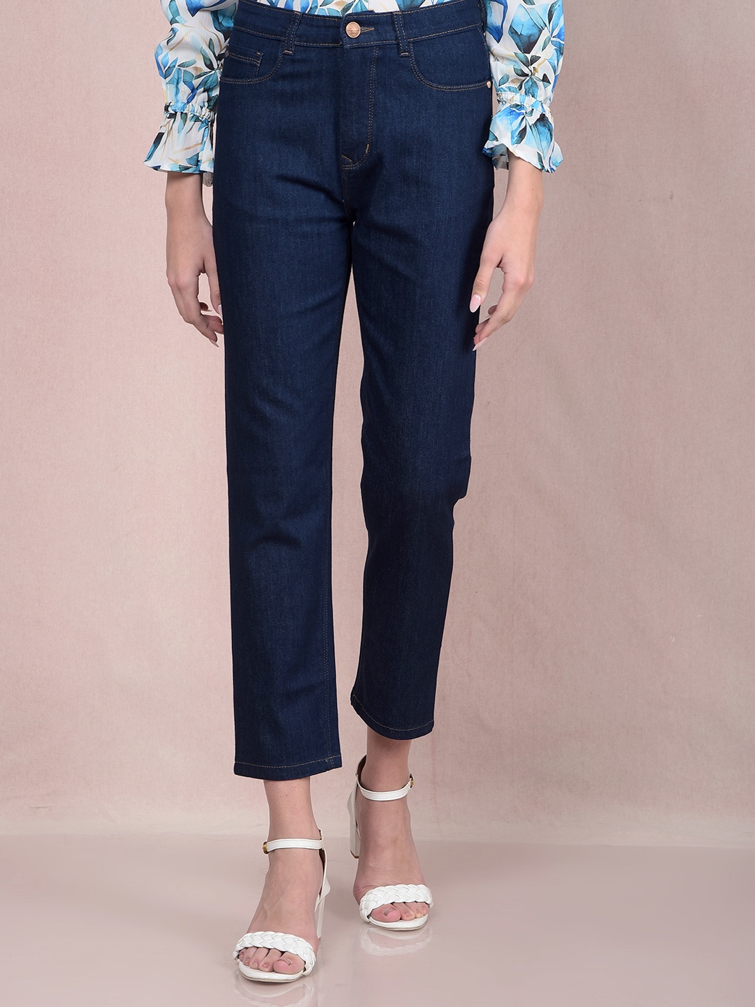 

Crimsoune Club Women Straight Fit Heavy Fade Stretchable Jeans, Navy blue