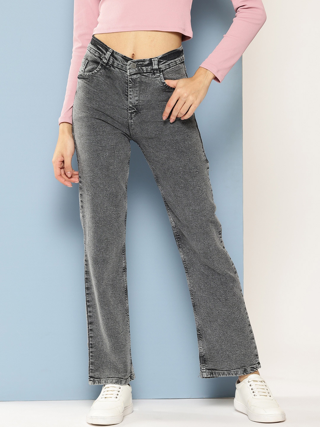 

CORSICA Women Slash Knee Jeans, Grey