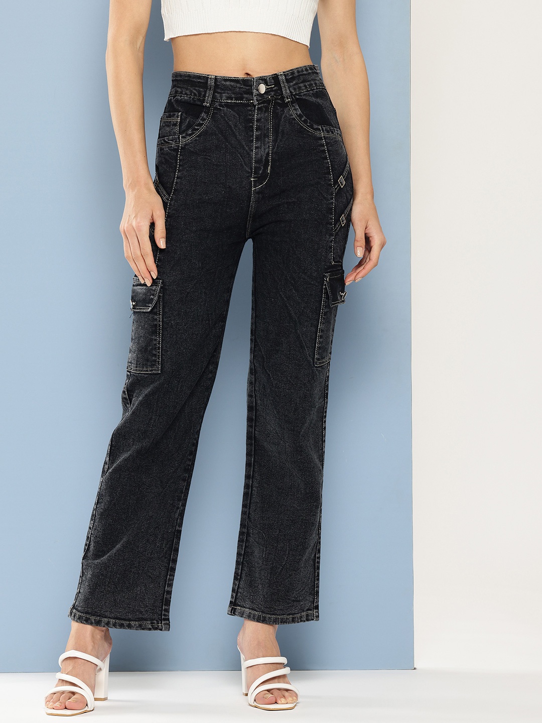 

CORSICA Women Highly Distressed Jeans, Black