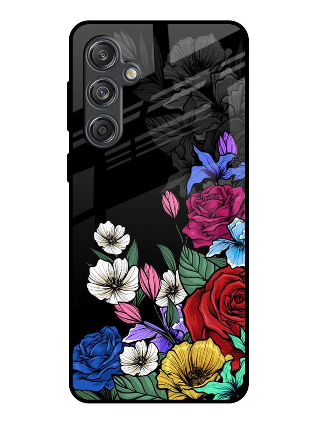 

QRIOH Floral Printed Samsung Galaxy M55 5G Back Case Mobile Accessories, Black