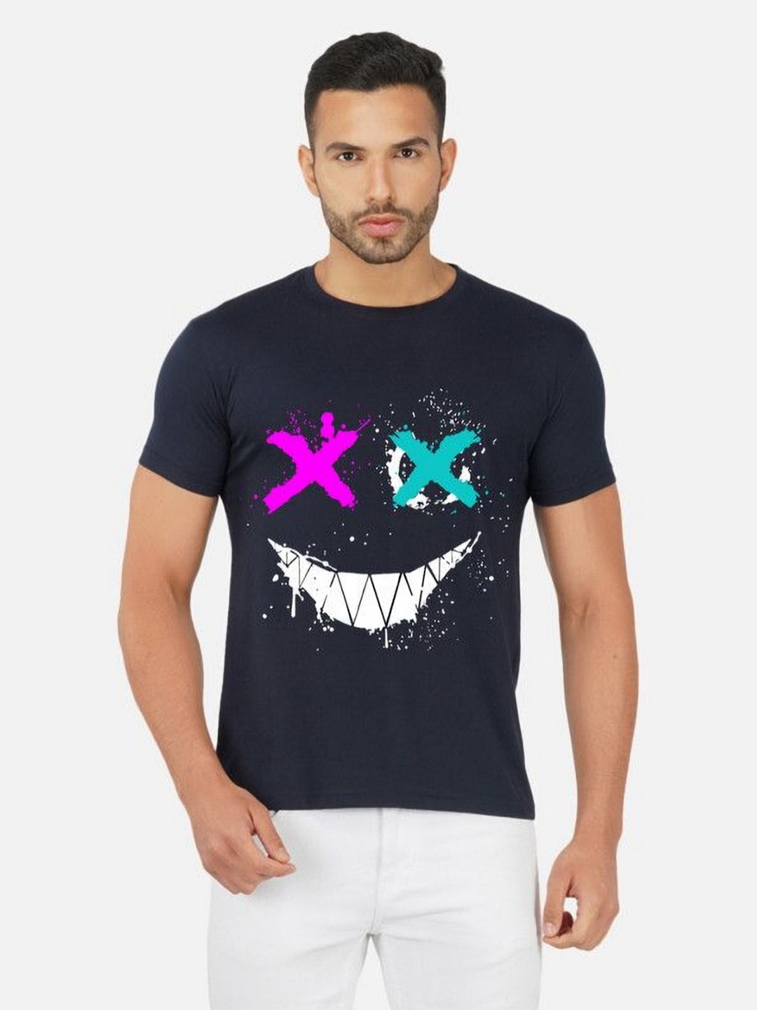 

Moda Rapido Men Printed Bio Finish T-shirt, Navy blue