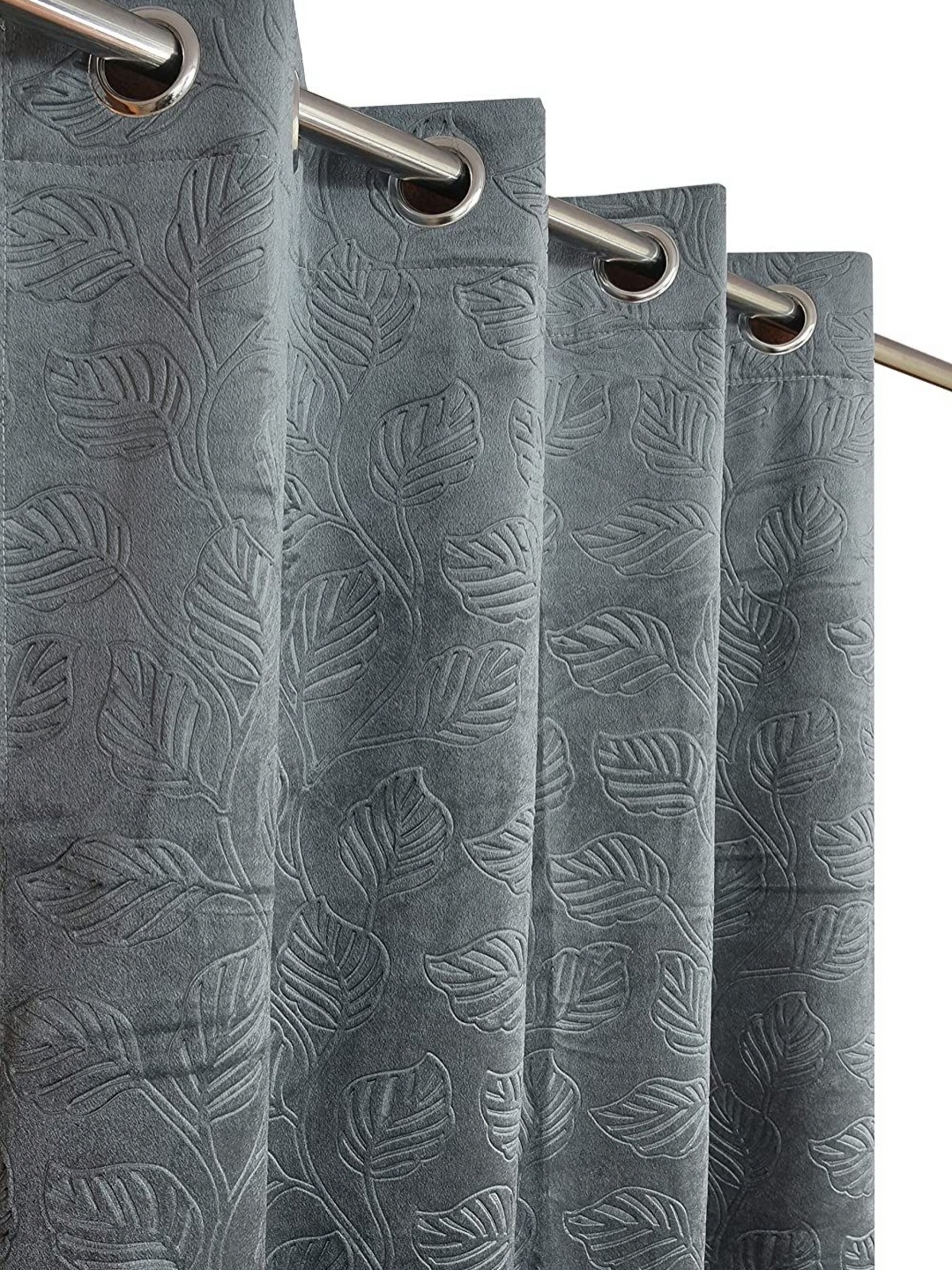 

AaHo Decor Pack of 2 Velvet Emboss Window Curtains 6 Feet, Grey