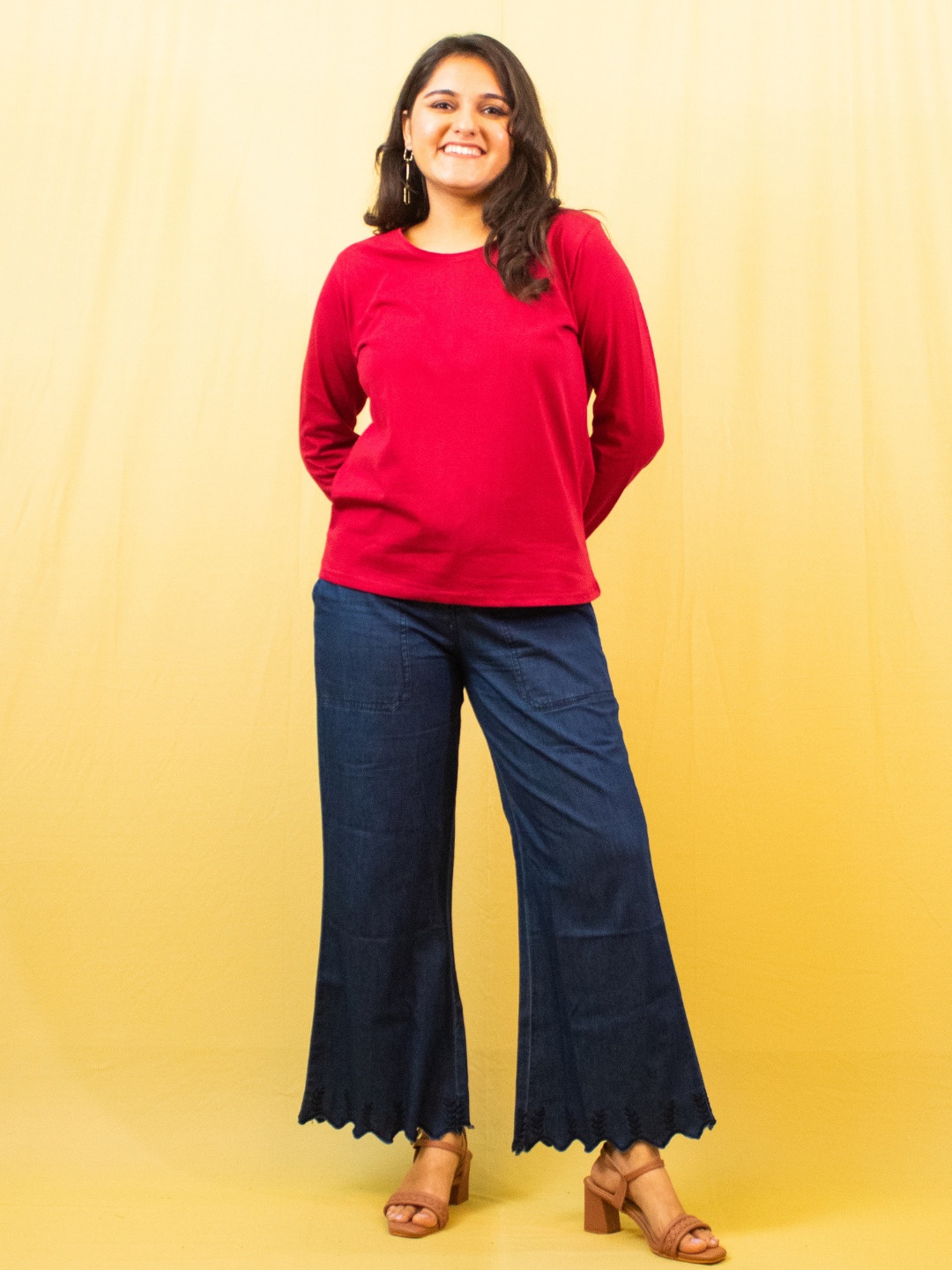 

GlamZei Women Relaxed Easy Wash Trousers, Navy blue