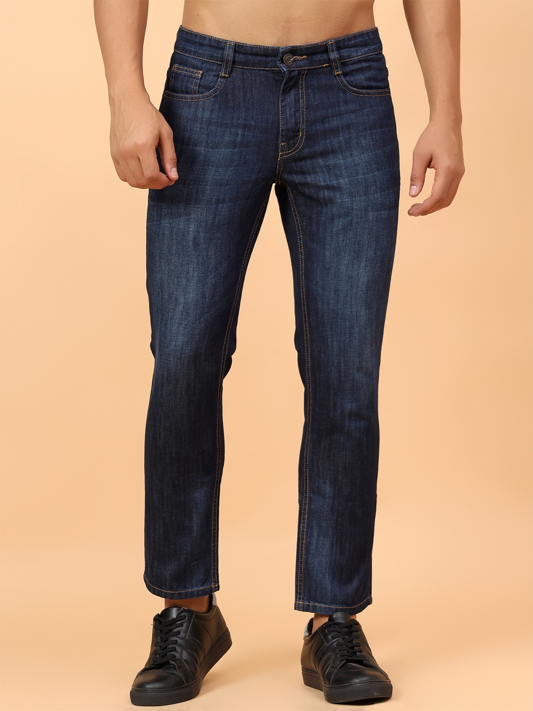 

MEGHZ Men Micheal Slim Fit Light Fade Jeans, Navy blue