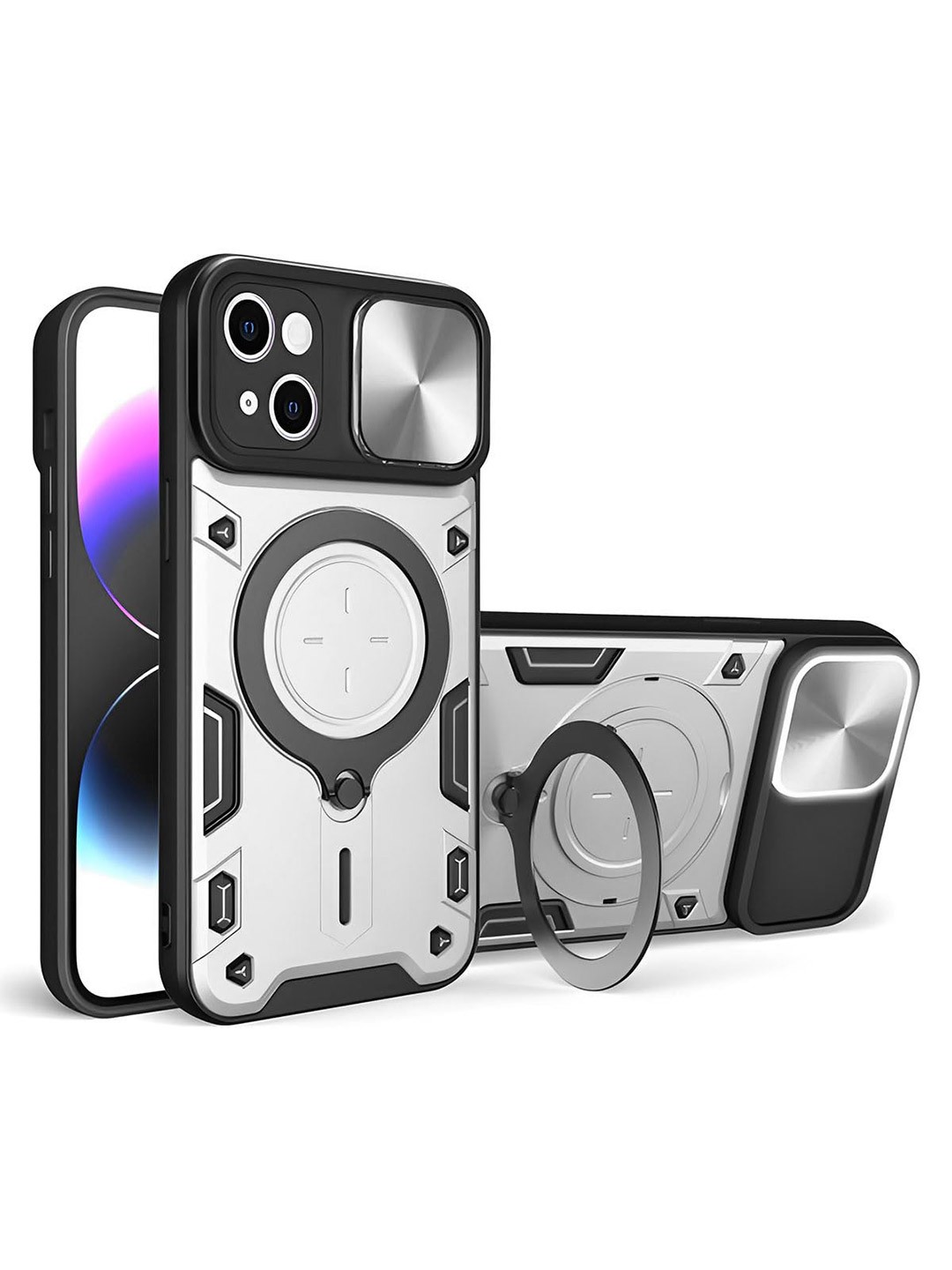 

LIRAMARK Solid Printed iPhone 15 Back Case Mobile Accessories, Silver