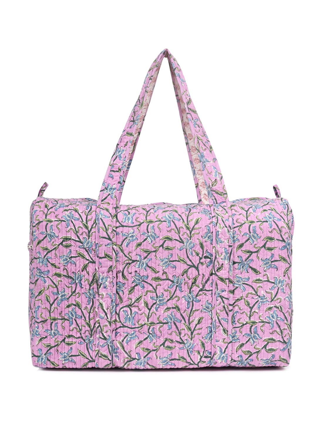 

Block N Style Floral Printed Cotton Duffel Bag, Pink