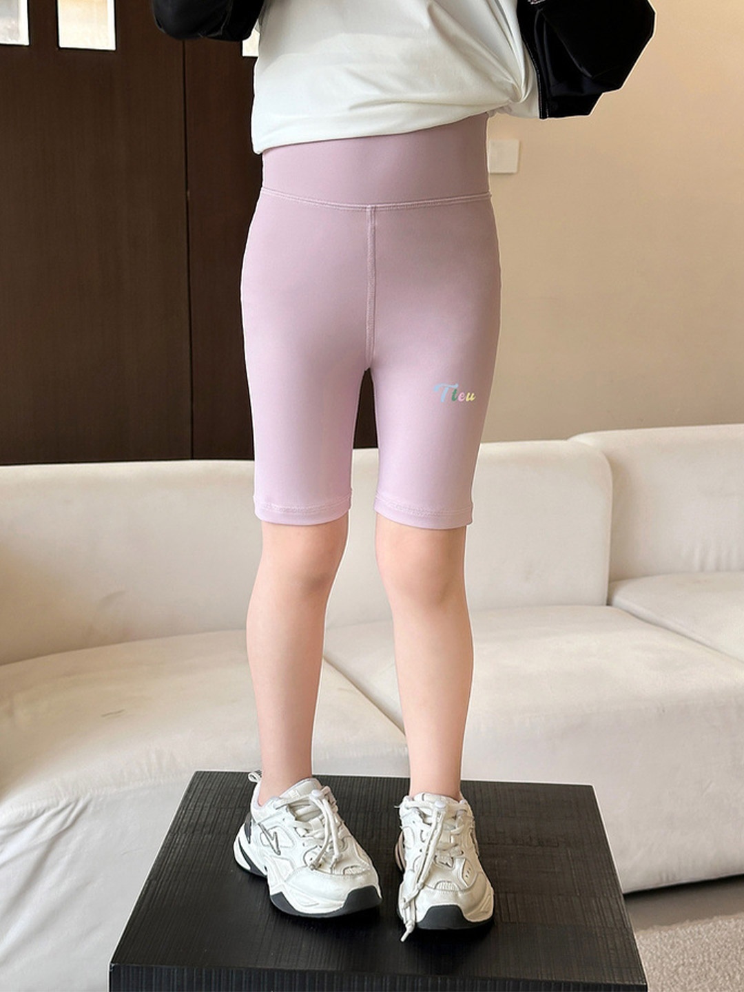 

LULU & SKY Girls Skinny Fit High-Rise Sports Shorts, Purple