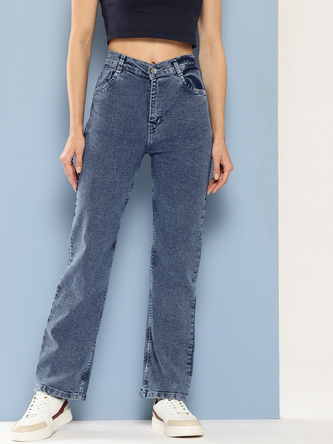 

CORSICA Women Low Distress Heavy Fade Jeans, Blue