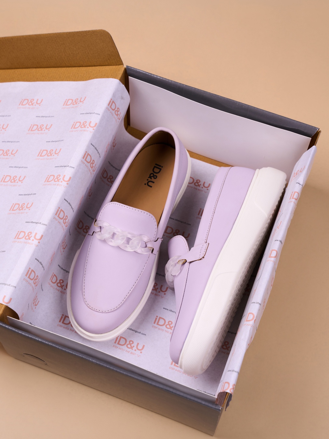 

ID Women Printed Leather Loafers, Lavender