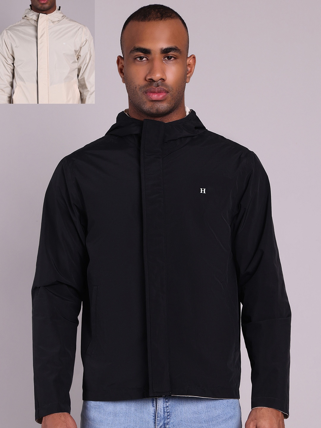 

HOUSE OF VEDAS Men Reversible Outdoor Sporty Jacket, Beige