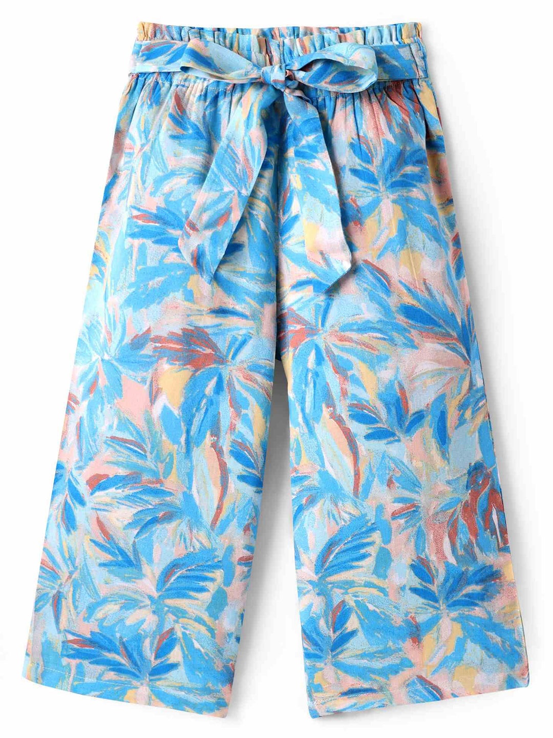 

CrayonFlakes Girls Floral Printed Palazzos, Blue