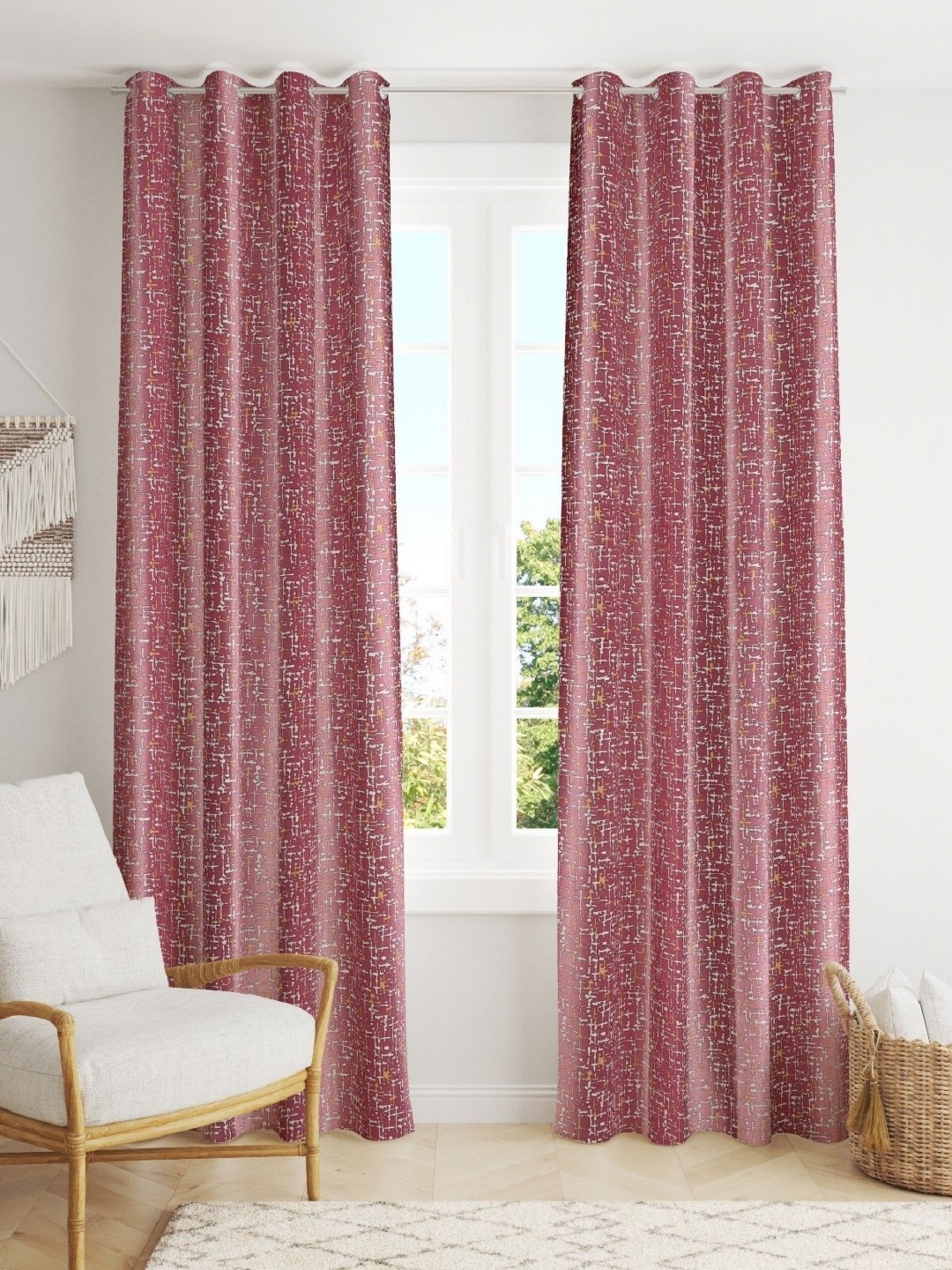 

AaHo Decor Rose & White 2 Pieces Room Darkening Window Curtain