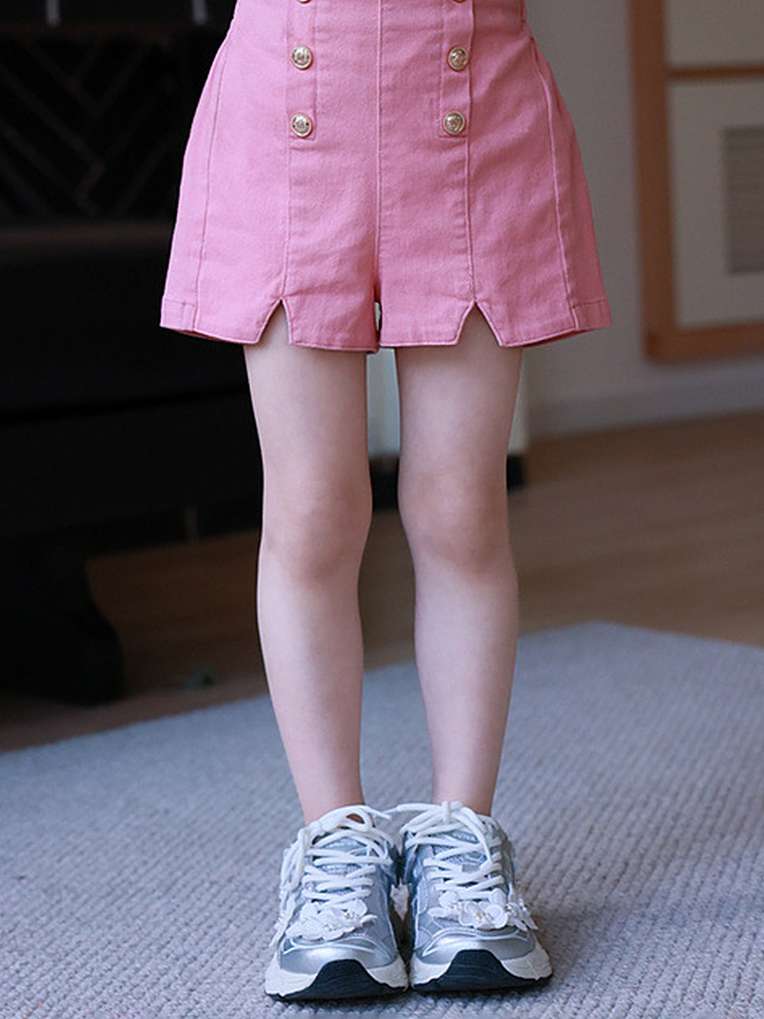 

LULU & SKY Girls Striped Printed Loose Fit High-Rise Shorts, Pink