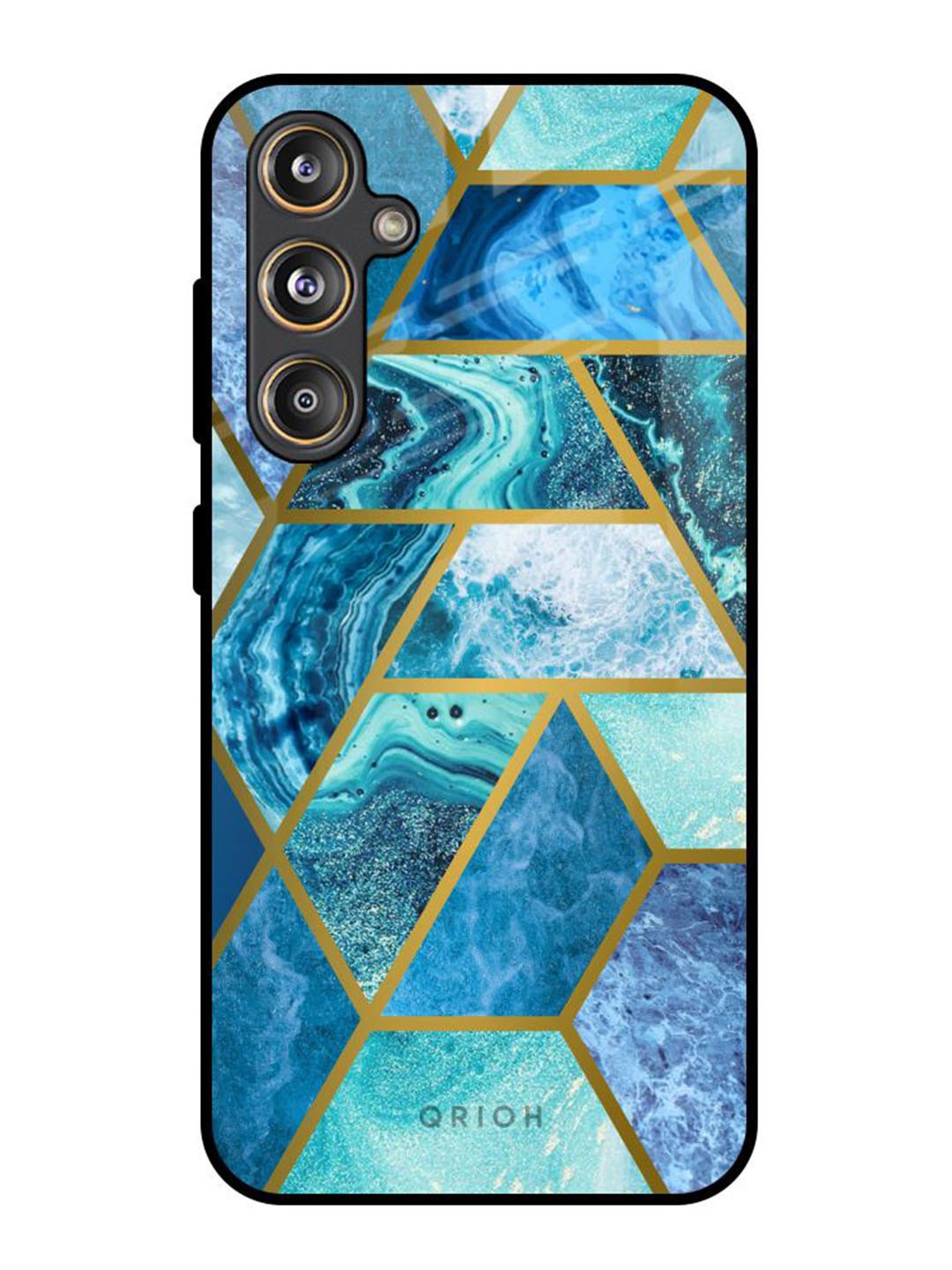 

QRIOH Geometric Printed Samsung Galaxy F55 5G Back Case Mobile Accessories, Blue