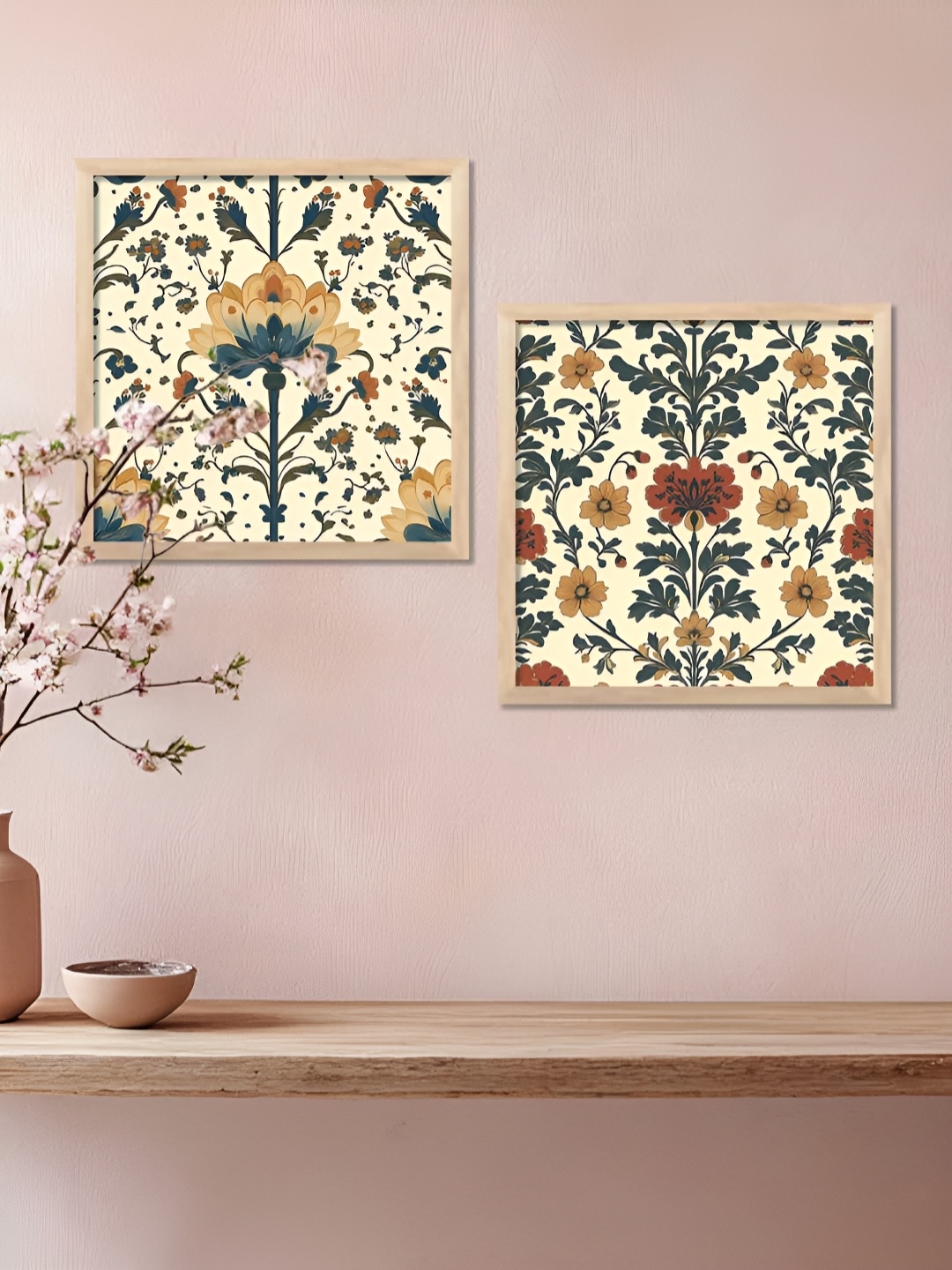 

Kotart Brown & Cream-Coloured 2 Pieces Wooden Floral Wall Paintings