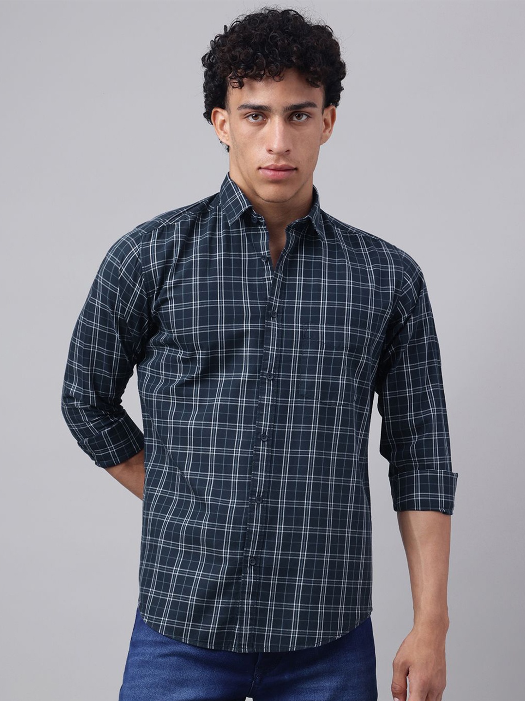 

Richlook Men Comfort Opaque Casual Shirt, Navy blue