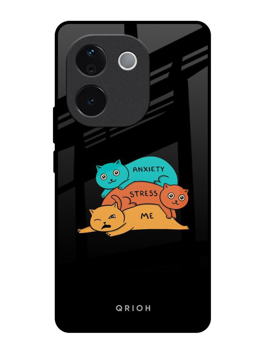 

QRIOH Quirky Anxiety Stress Printed Vivo T3 Pro 5G Back Case, Black