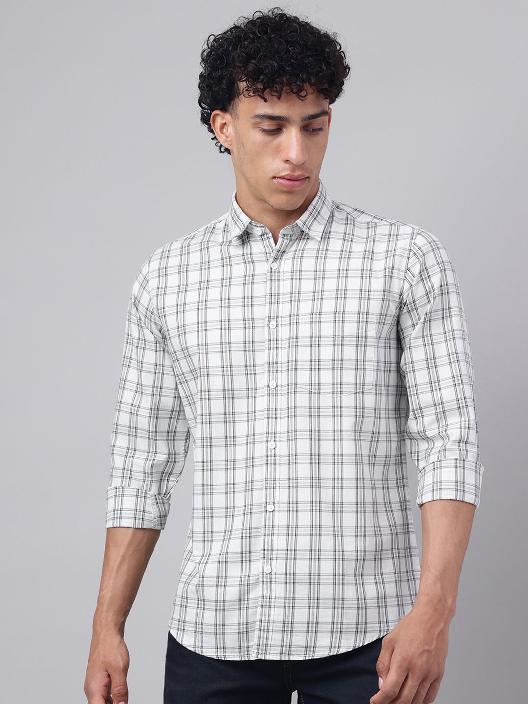 

Richlook Men Comfort Tartan Checks Opaque Casual Shirt, Off white