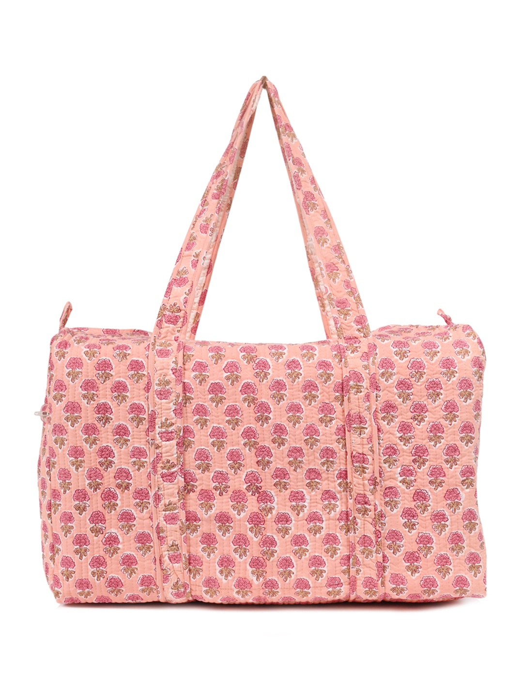 

Block N Style Floral Printed Cotton Duffel Bag, Pink