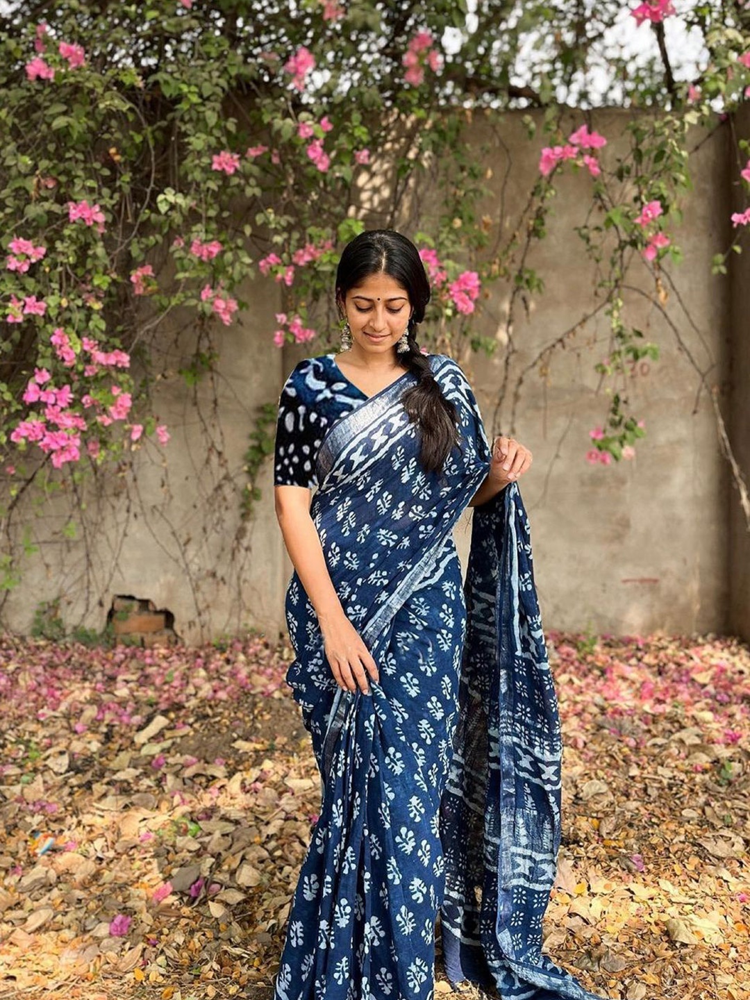 

Iris Bagh Pure Cotton Saree, Blue