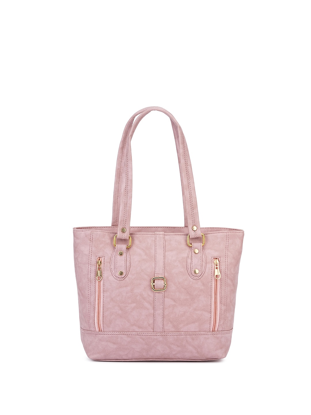 

ZAF Textured Oversized Shopper Handheld Bag with Fringed, Pink