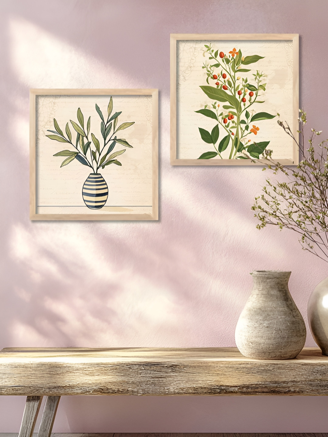 

Kotart Brown & Green 2 Pieces Wooden Floral and Botanical Wall Paintings