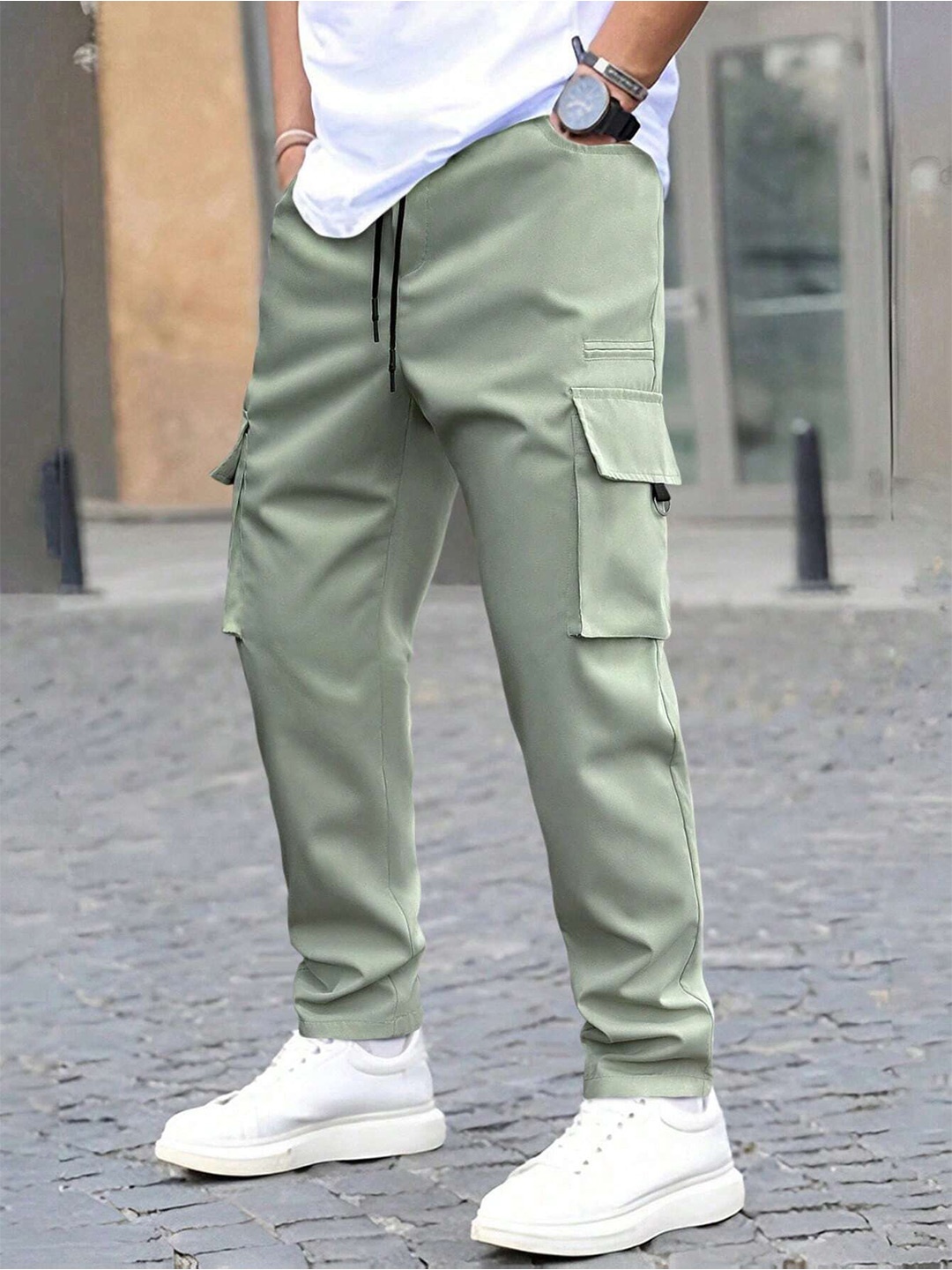 

Anni Designer Men Cotton Cargo Pants, Green
