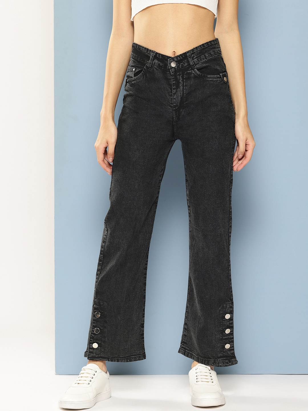 

CORSICA Women Low Distress Jeans, Black