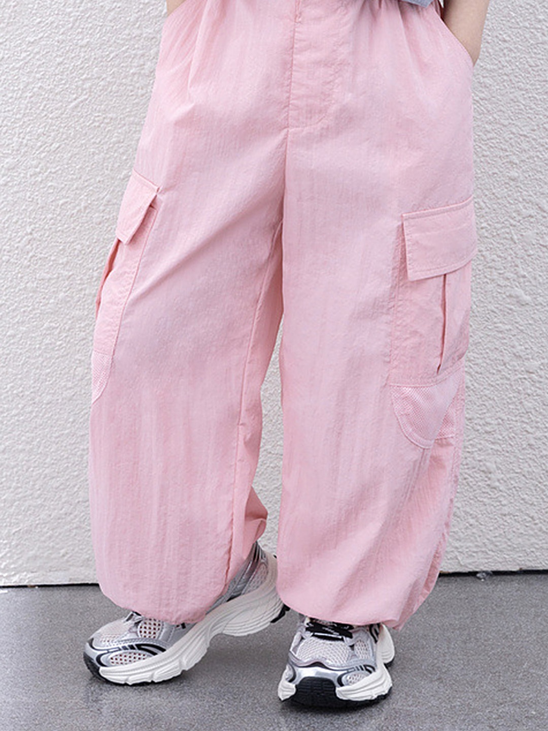 

LULU & SKY Girls Straight Fit High-Rise Cargos Trousers, Pink
