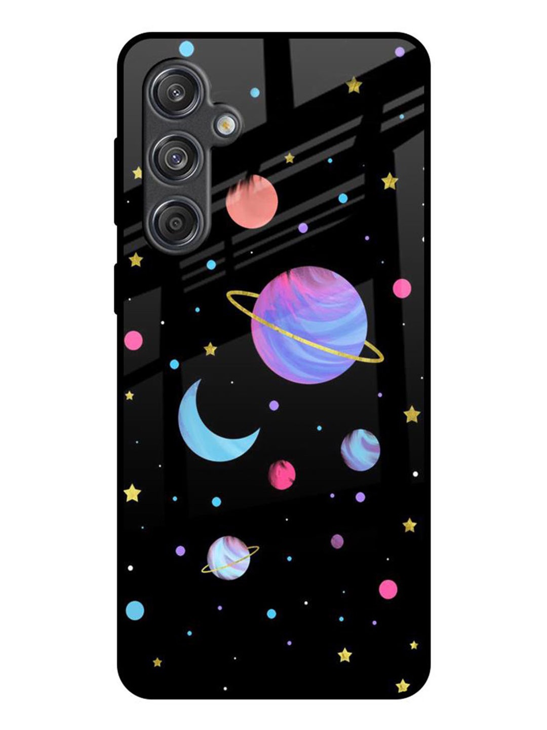 

QRIOH Quirky Planet Play Printed Samsung Galaxy M55 5G Back Case, Black