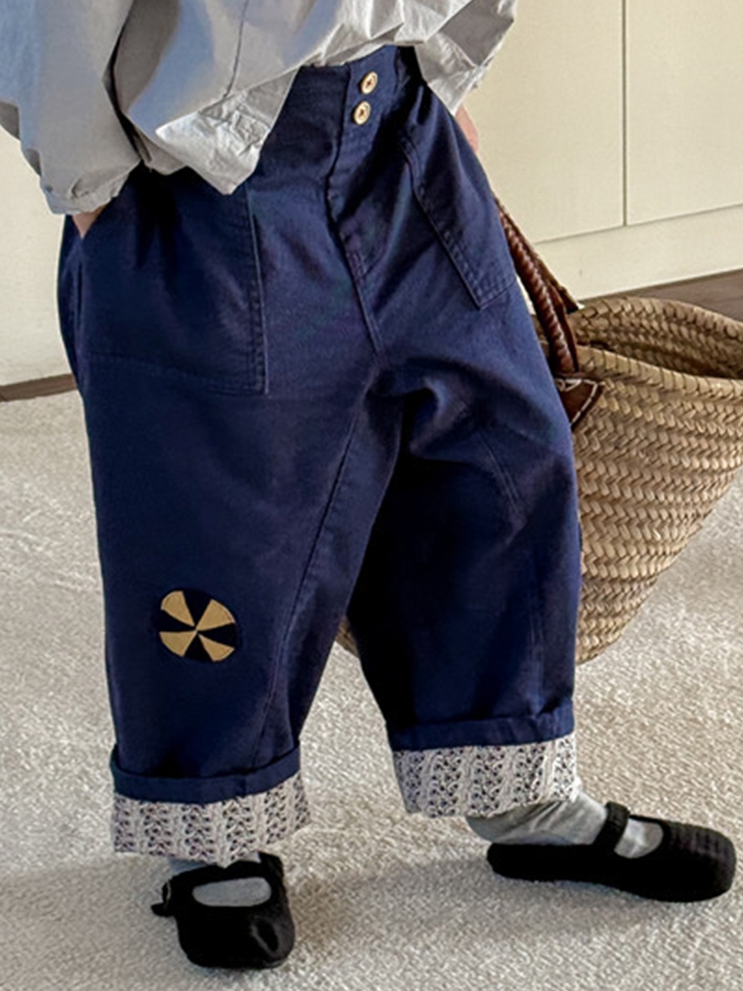 

LULU & SKY Girls Straight Fit High-Rise Trouser, Blue