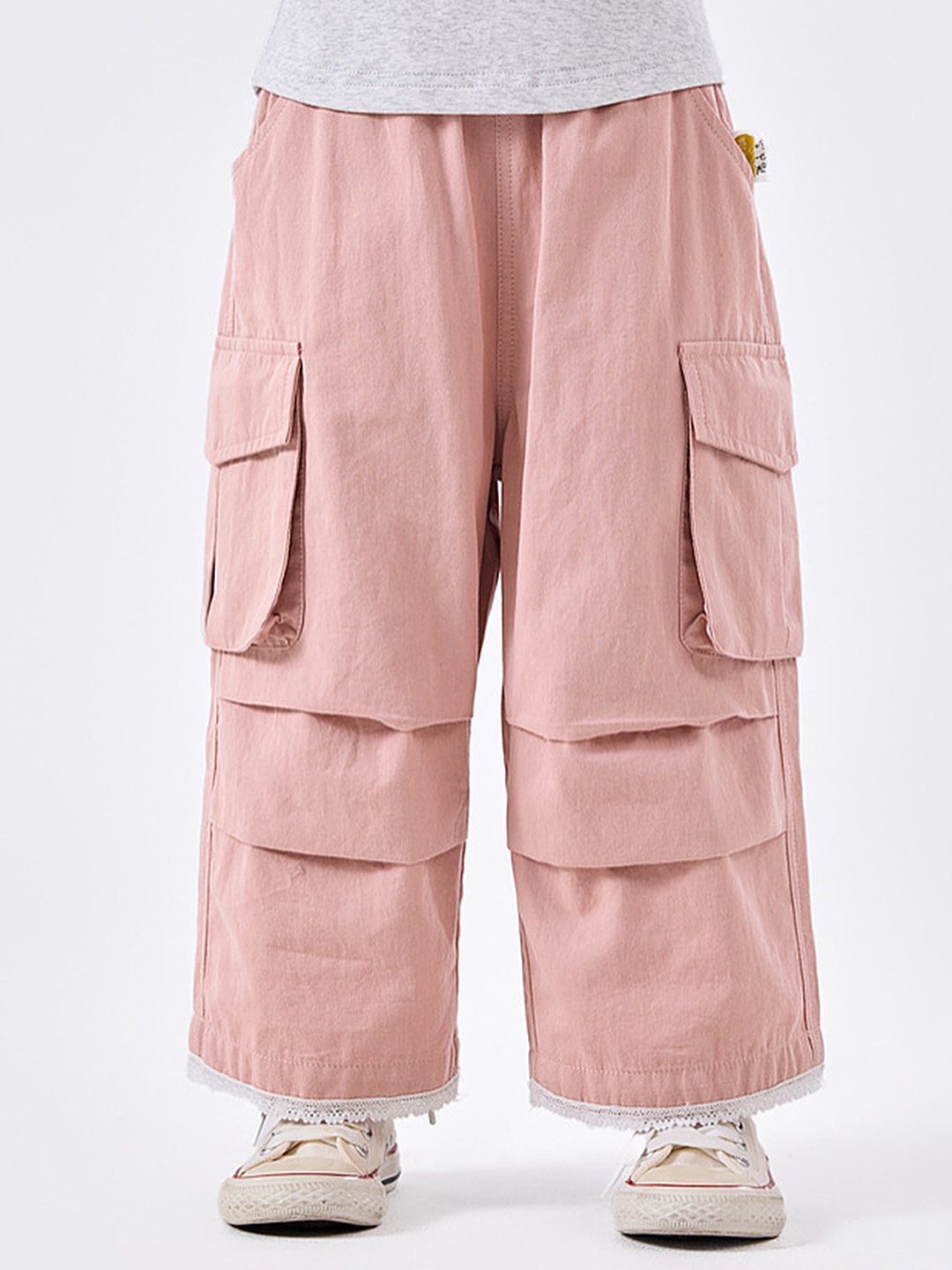 

LULU & SKY Girls Straight Fit High-Rise Cargos Trousers, Pink