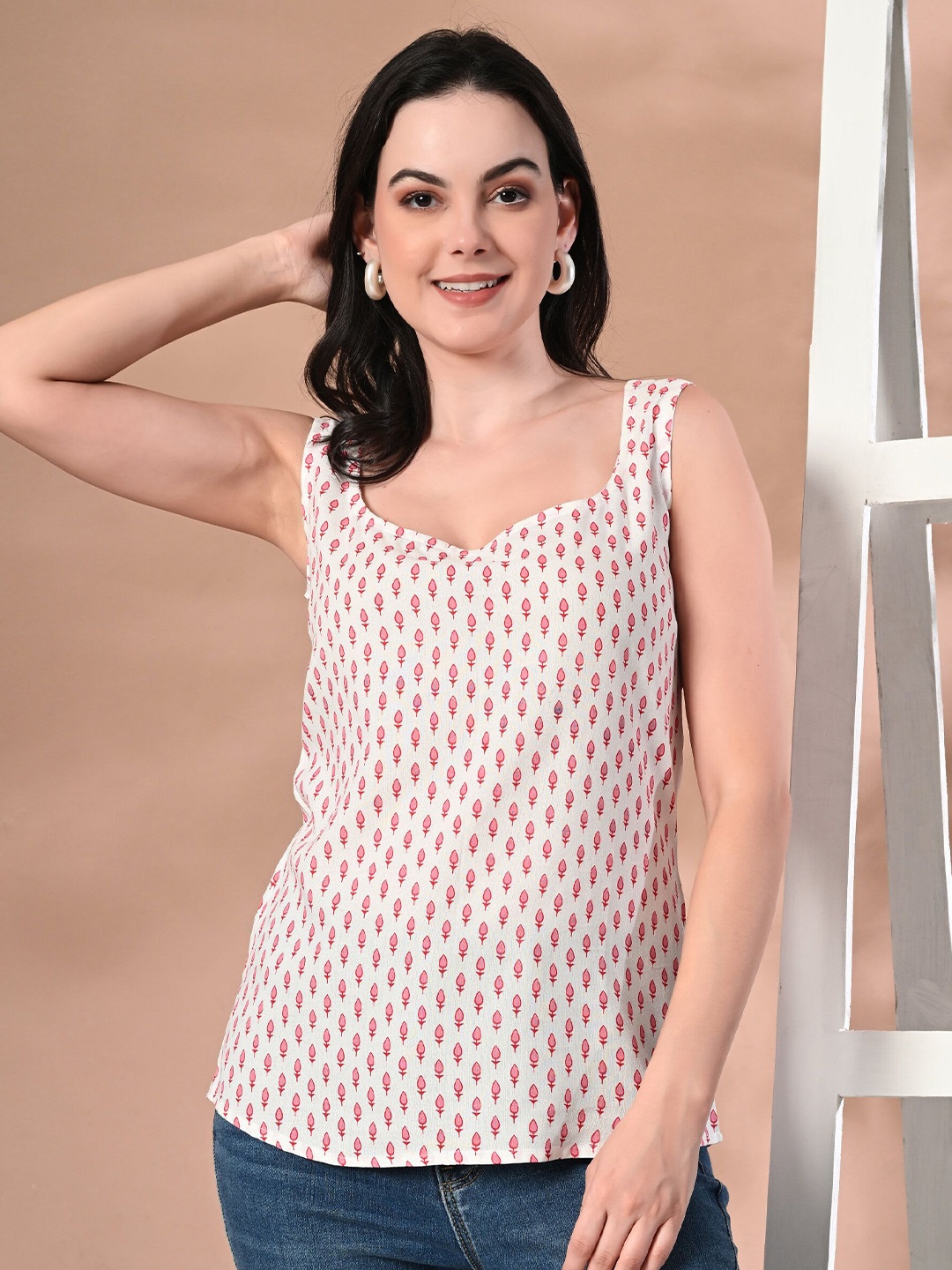 

Metronaut Floral Print Top, White