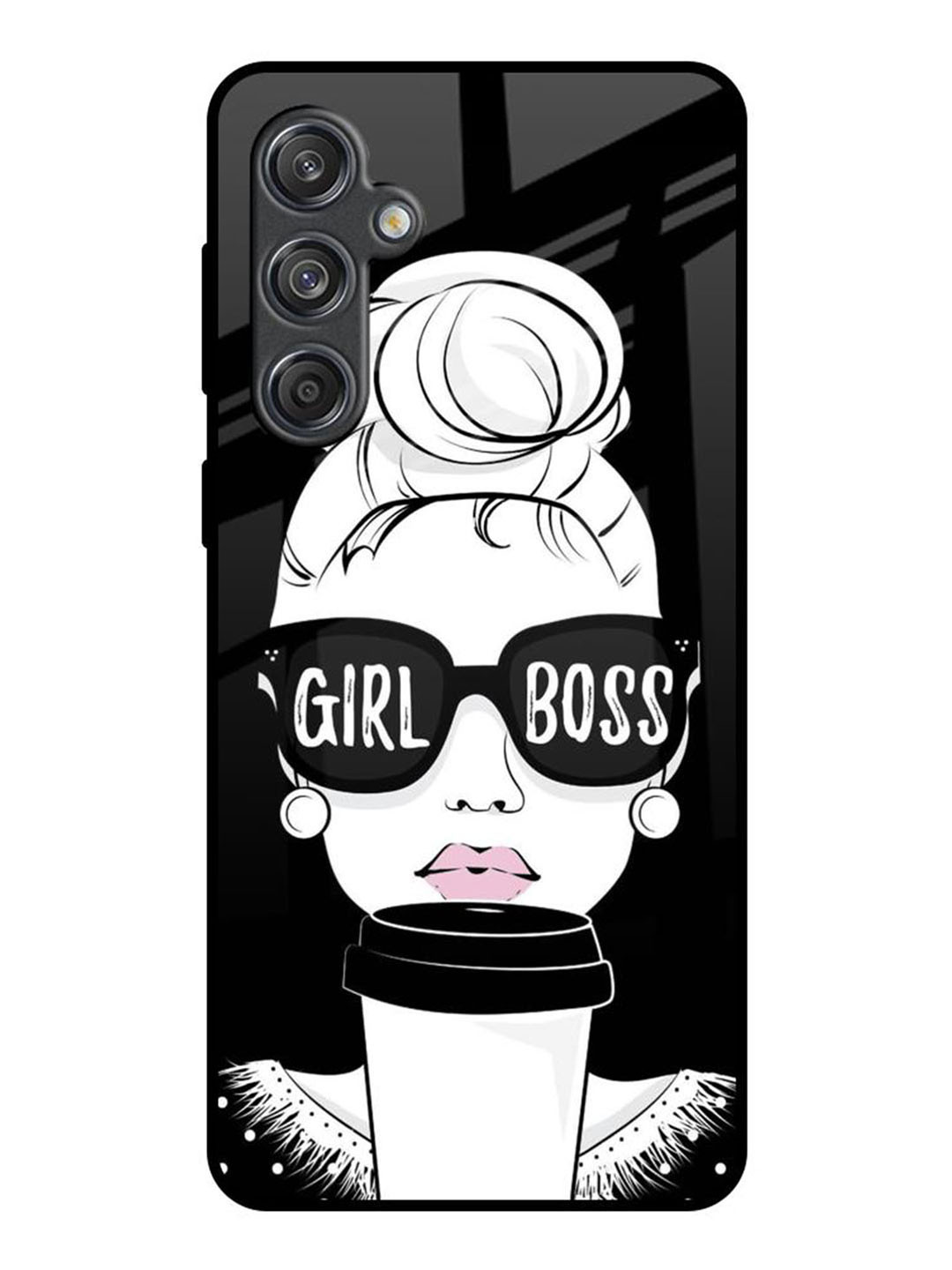 

QRIOH Quirky Printed Samsung Galaxy M55 5G Back Case, Black