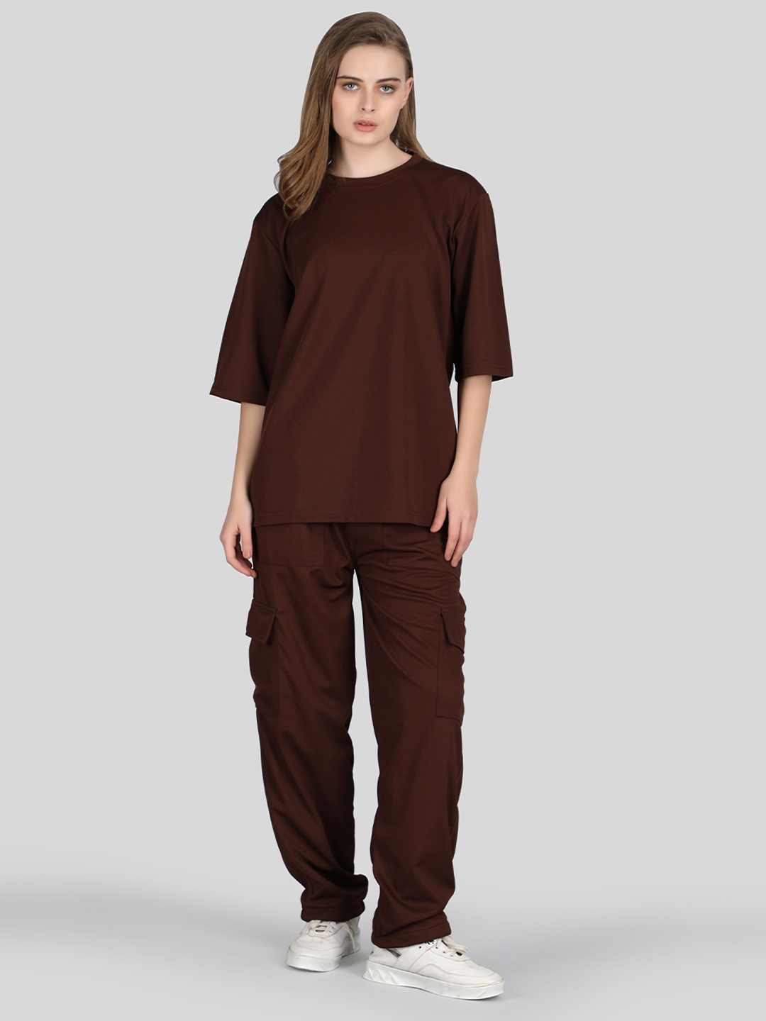 

Raxedo Summer Oversized T-Shirt With Track Pants Co-ords Set, Brown