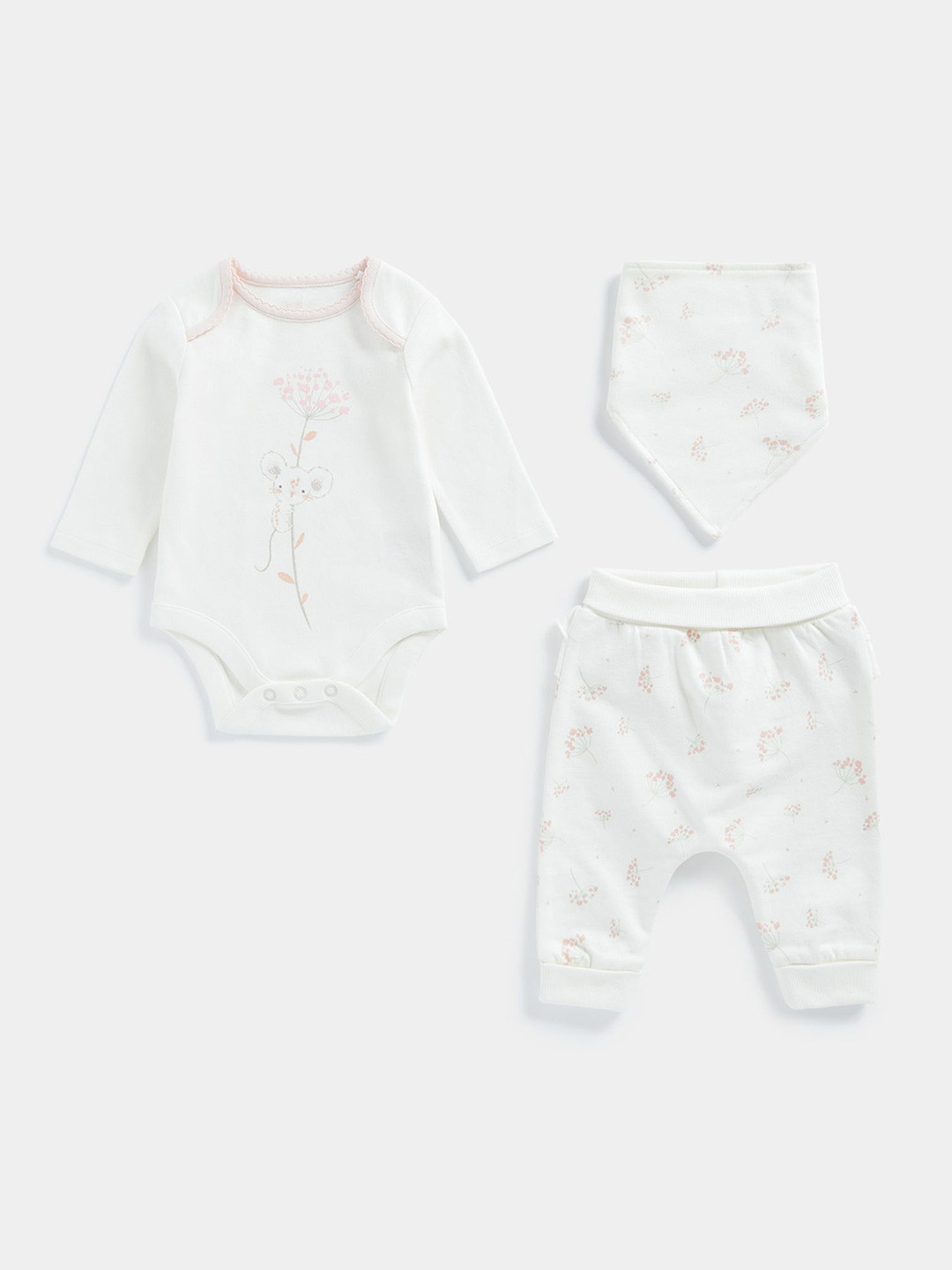 

mothercare Girls Printed Pure Cotton T-Shirt With Jogger &, White