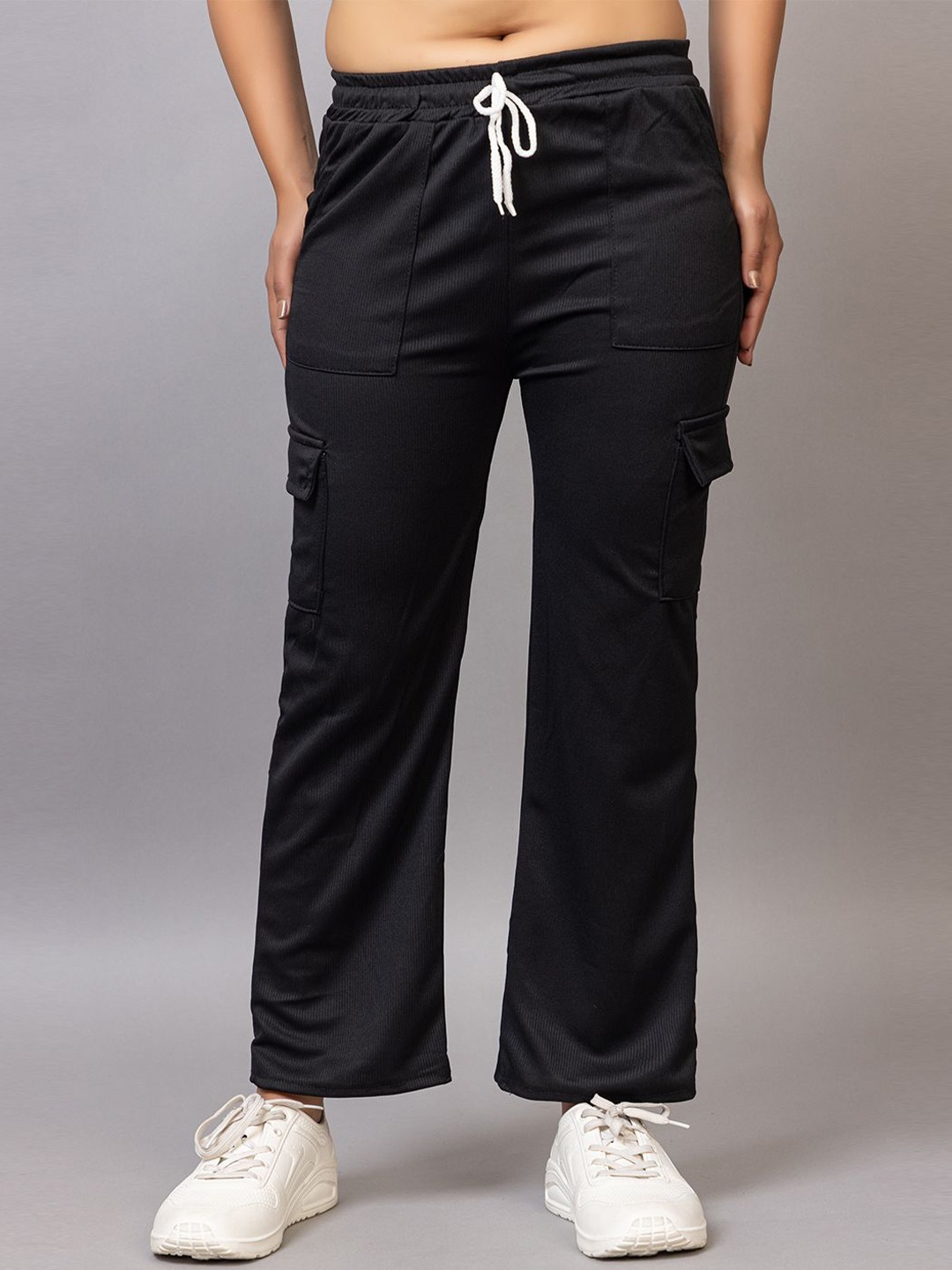 

Probasic Women Regular Fit Mid Rise Flat-Front Regular Trousers, Black