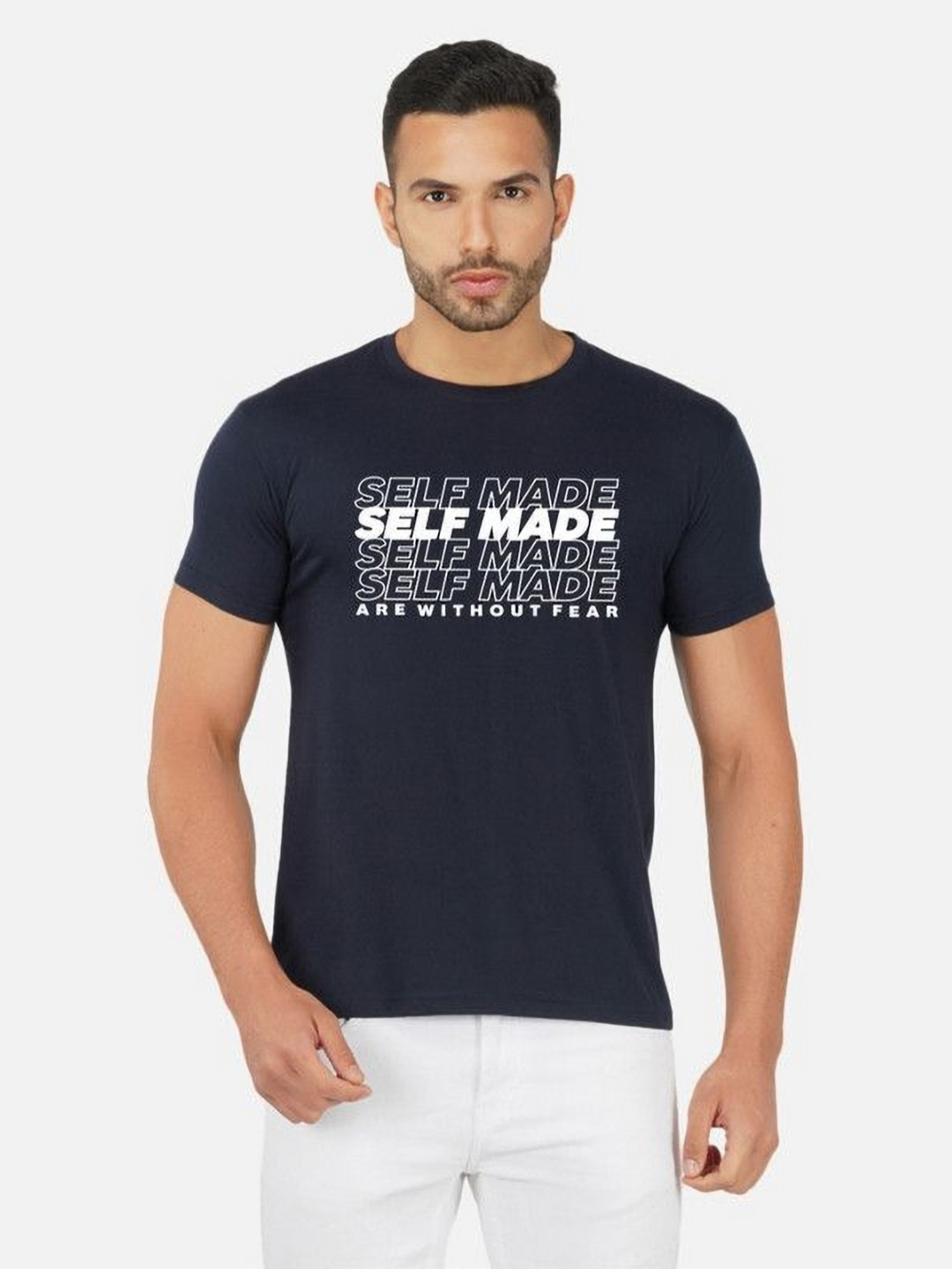 

Moda Rapido Men Bio Finish Typography Printed Round Neck Cotton T-shirt, Navy blue