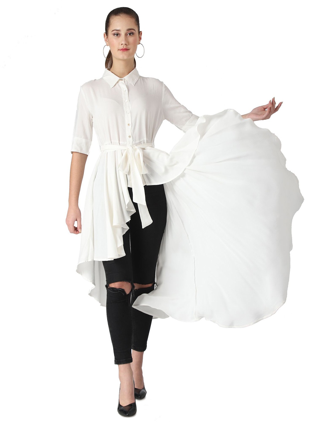 

Popster Lapel Coller Shirt Dress, Off white