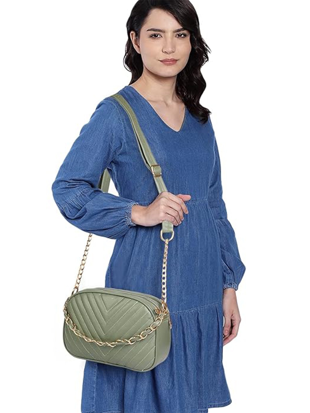 

ShopMantra Sling Bag with Quilted, Green