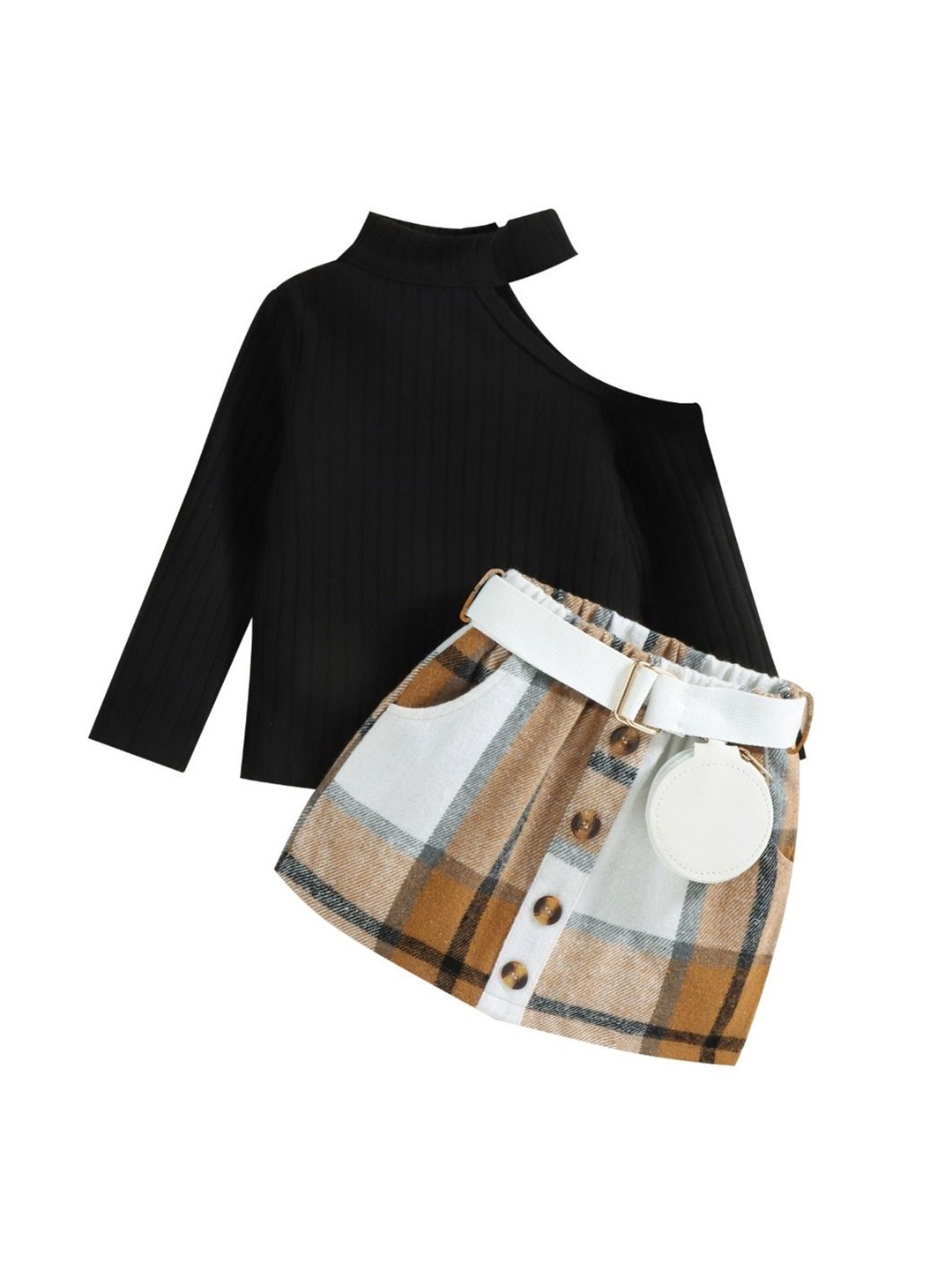 

Xsole Girls Top With Skirt Clothing Set, Black