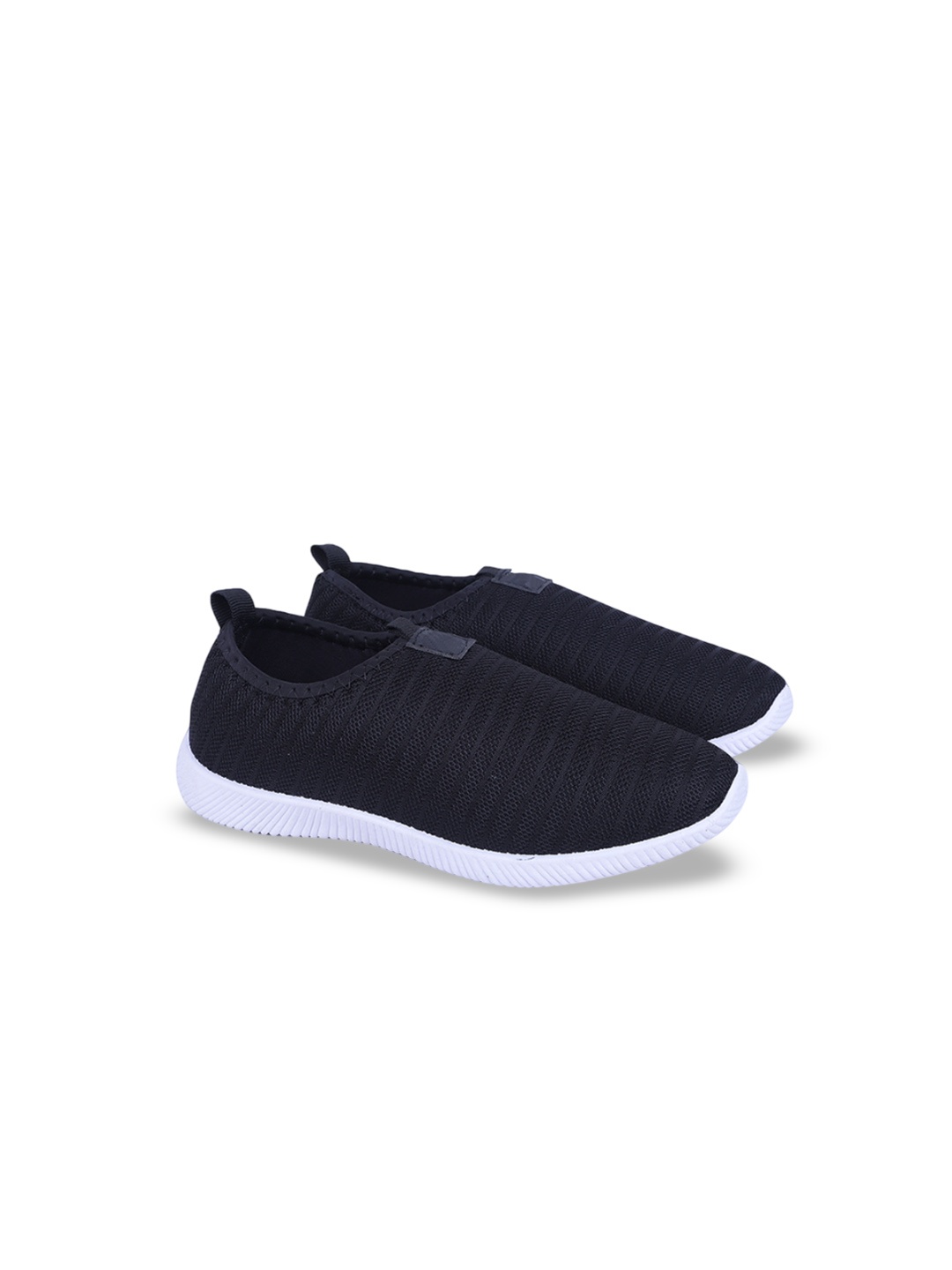 

FABBMATE Girls Woven Design Slip-On Sneakers, Black