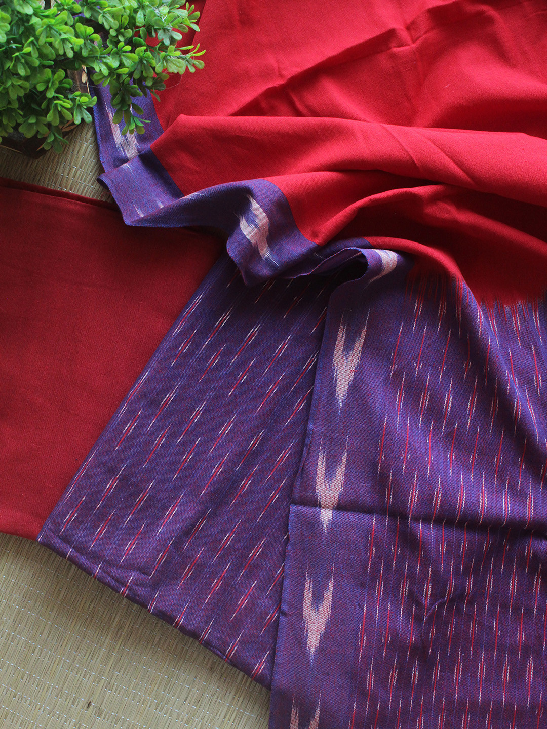 

Weaves of Tradition Geometric Woven Design Pure Cotton Unstitched Dress Material, Purple