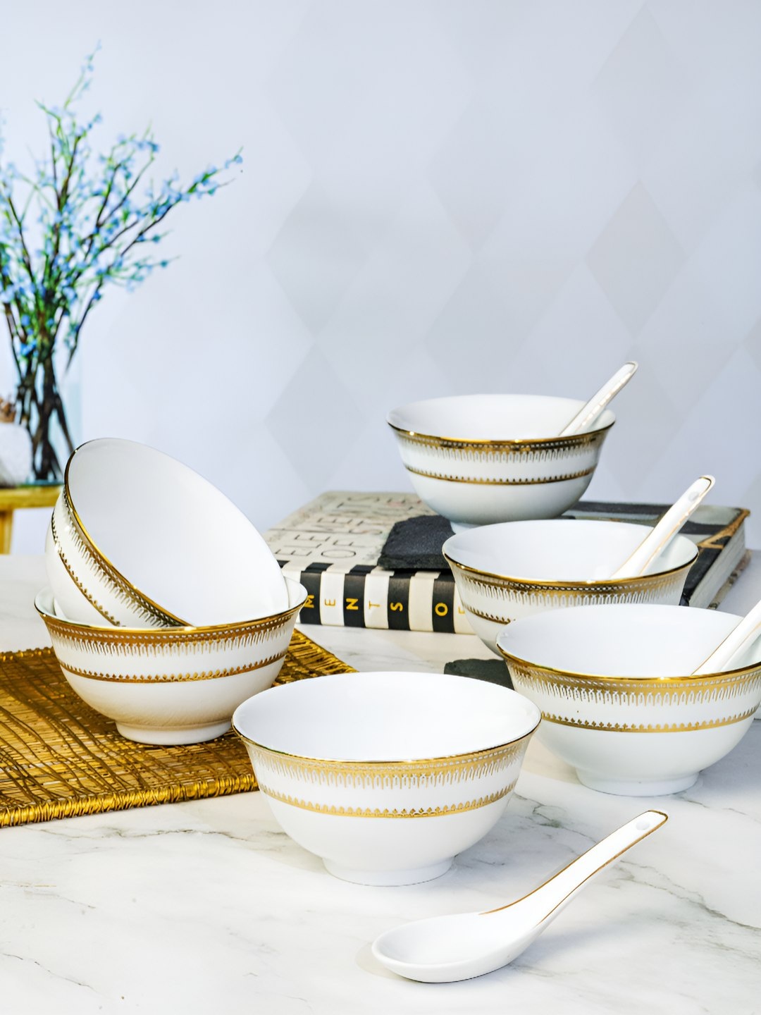 

Roxx White 12 Pieces Porcelain Dishwasher Safe Serving Bowl