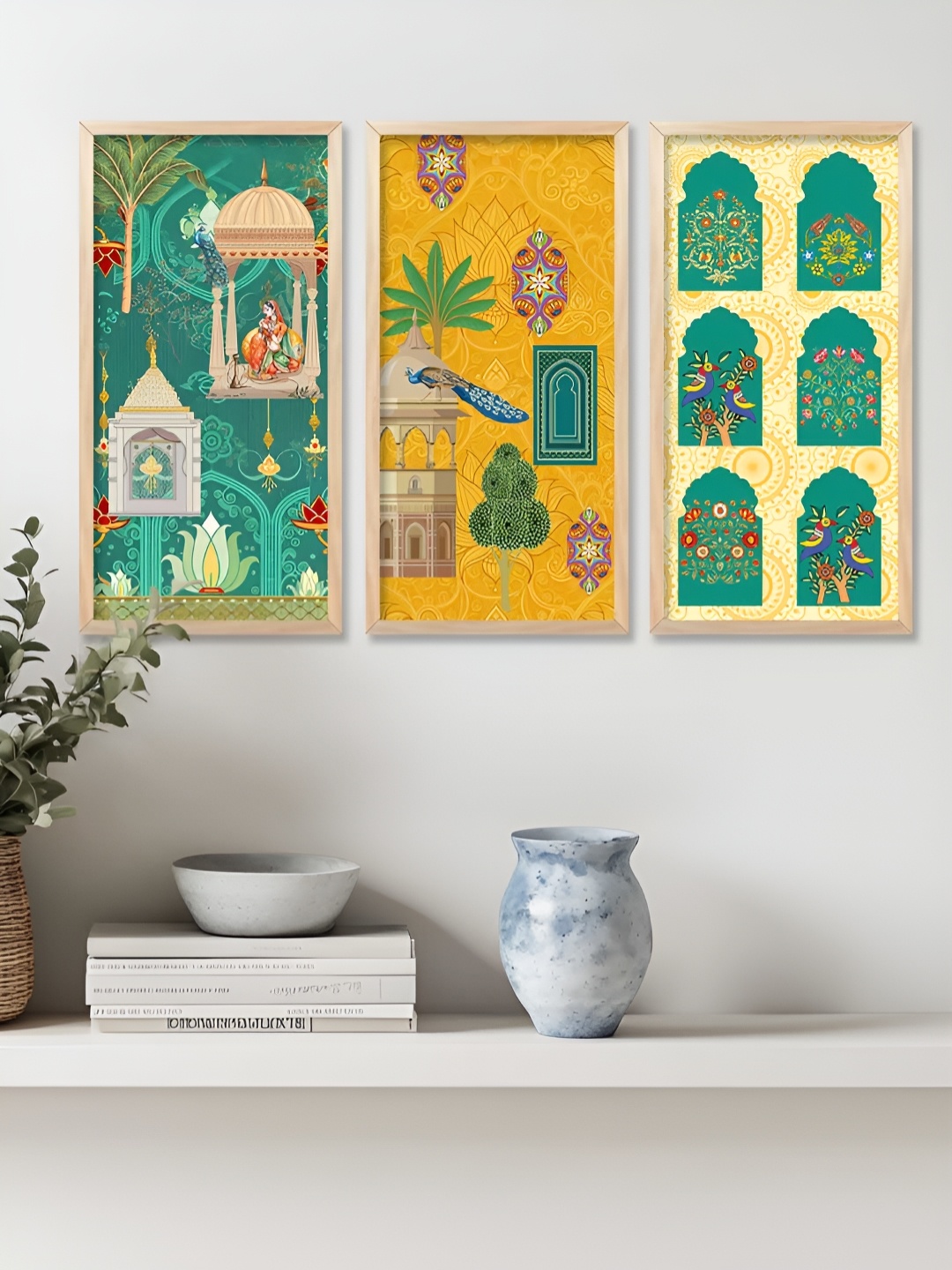 

Kotart Yellow & Green 3 Pieces Wooden Wall Paintings